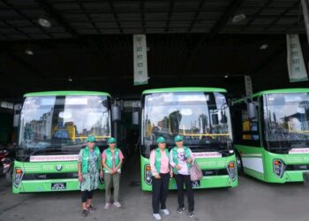 काठमाडौंमा साझाका ३ वटा विद्युतीय बस सञ्चालनमा