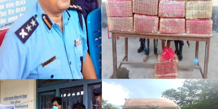 पर्सा प्रहरीद्वारा ठुलो मात्रामा गाँजा सहित ४ जना मानिस पक्राउ