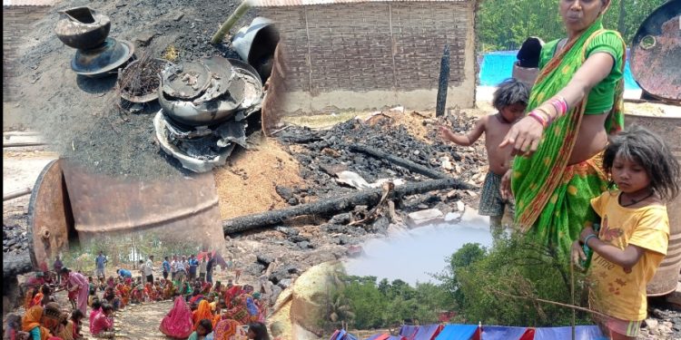 सप्तरीको महदेवा चिमटीमा आगलागी प्रभावितहरुका लागि सामुहिक शान्तिीभोज सुरु