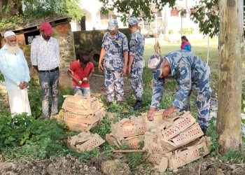 सशस्त्र प्रहरी कृष्णनगर द्वारा तीन हजार अबैध चल्ला नष्ट