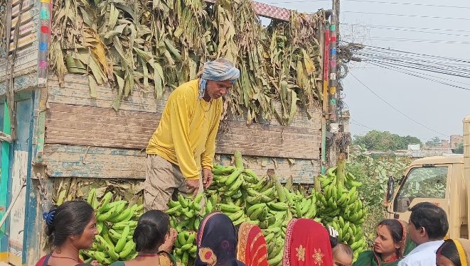 छठ पर्व नजिकिँदै सिरहामा केरा किन्नेको भिड, प्रति घौर मूल्य १५ सयसम्म