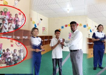गणतन्त्र दिवसको अवसरमा लक्ष्य शिक्षा सदनद्वारा विद्यार्थीलाई कप वितरण